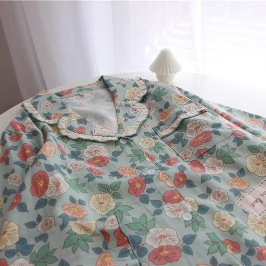 Women's Cotton Sweet Lace Pajama Set - Spring Summer