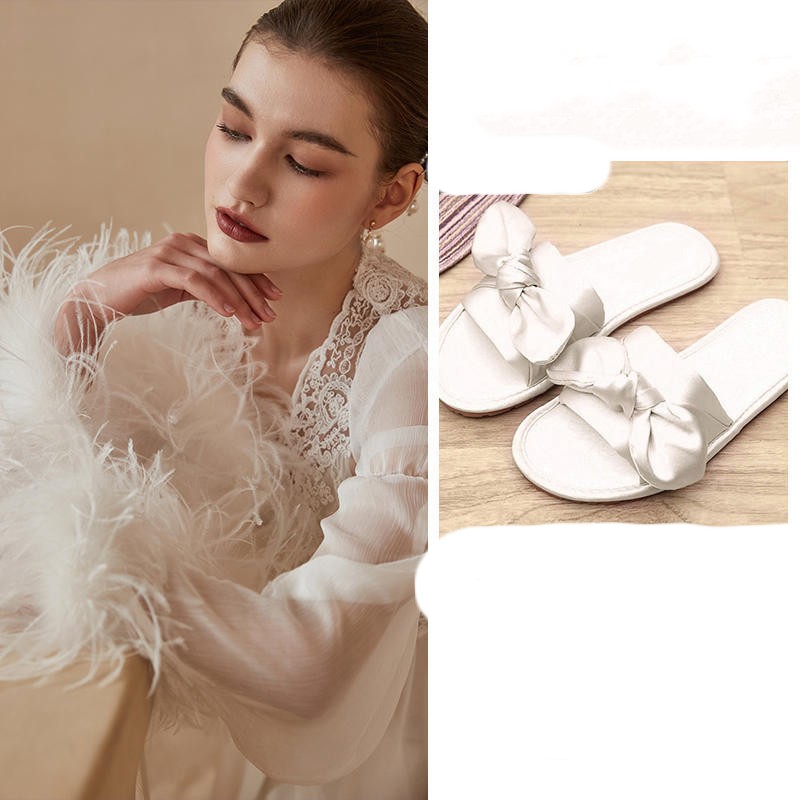 Women's Ostrich Feather Light Gauze Pajama Suspender Set