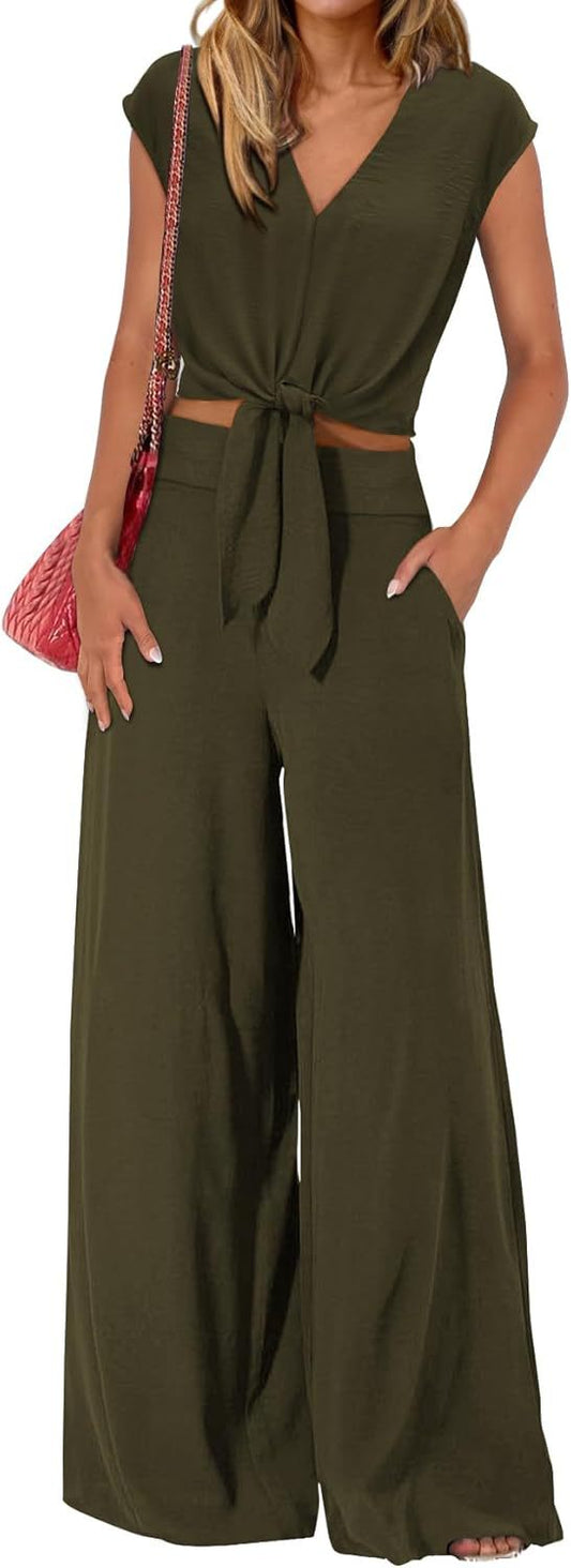 High-Waist Slim-Fit Wide-Leg Pants Suit for Women