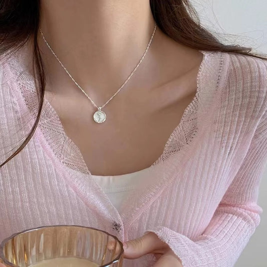 S925 Sterling Silver White Epoxy Rose Necklace for Women