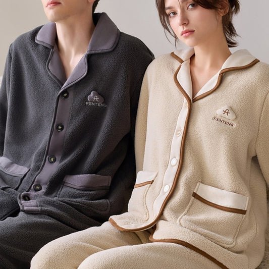 Couple Fleece-lined Thickened Pajamas - Women's Suit