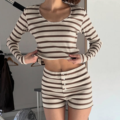 Women’s Striped Knitted Pajama Set