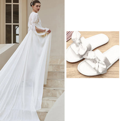 Women's Ostrich Feather Light Gauze Pajama Suspender Set