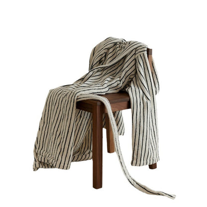 Pinstripe Hooded Bathrobe - Colorblock Design