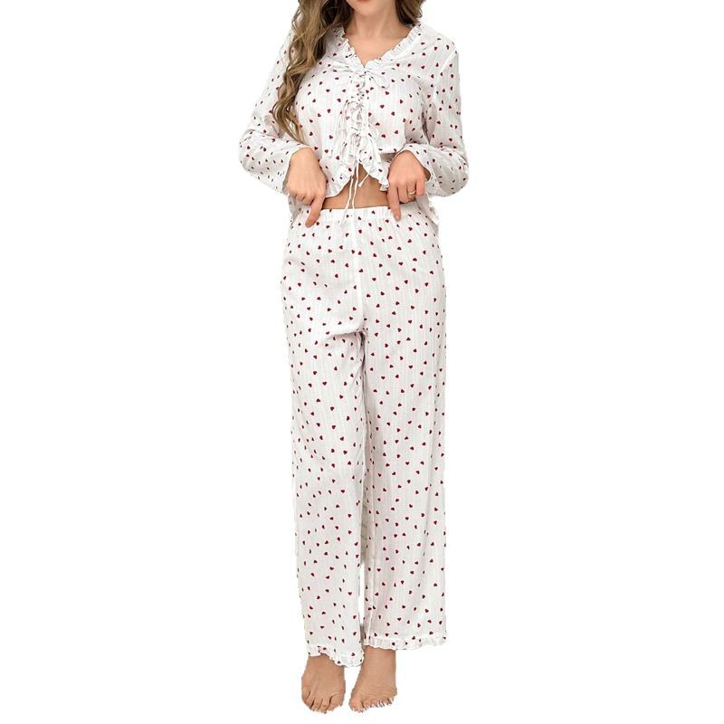 heart print pajamas, cute pajama set