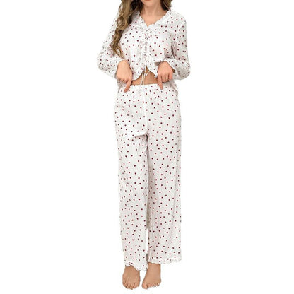 heart print pajamas, cute pajama set
