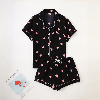 Women’s Bubble-Pleated Cardigan Printed Pajama Set