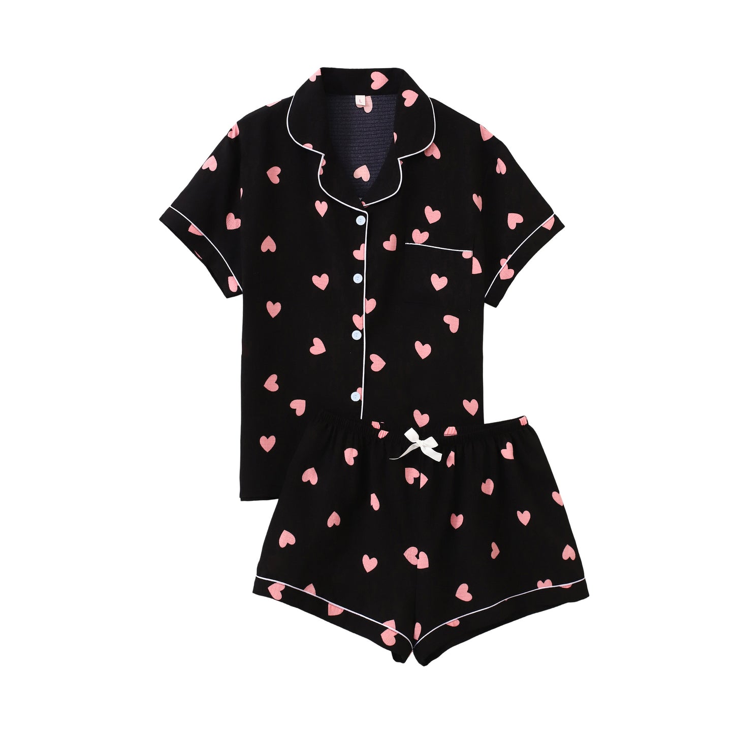 Women’s Bubble-Pleated Cardigan Printed Pajama Set