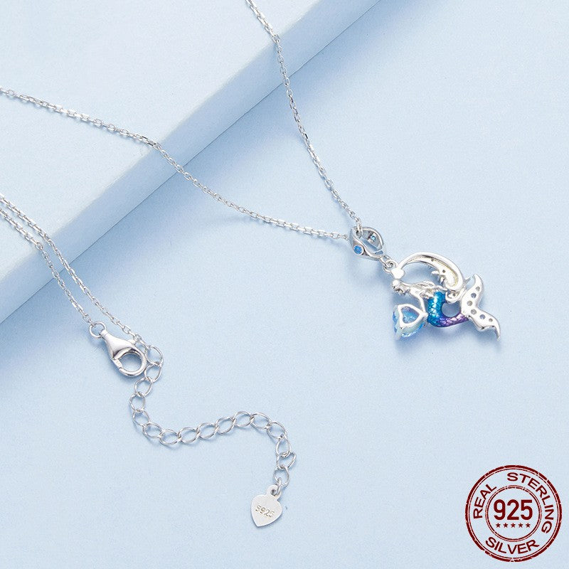 Platinum-Plated S925 Silver Mermaid Necklace