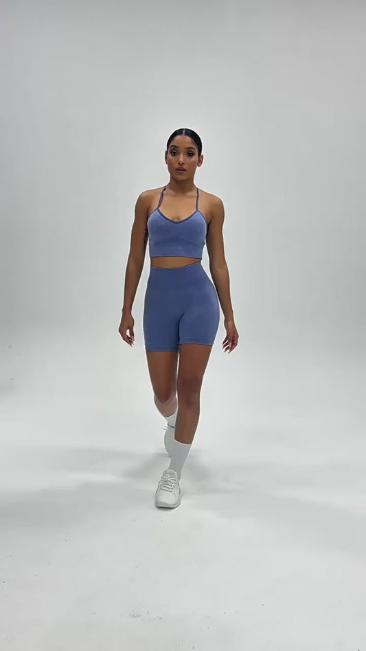 Seamless Sports Bra & Short-Sleeve Yoga Set